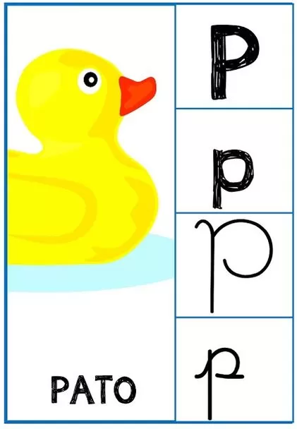 Desenhos da Letra P para Alfabetização: Pato e Formas da Letra P