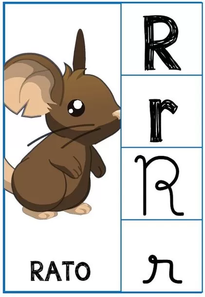 Desenho da Letra R com Rato para Imprimir: Alfabeto Divertido
