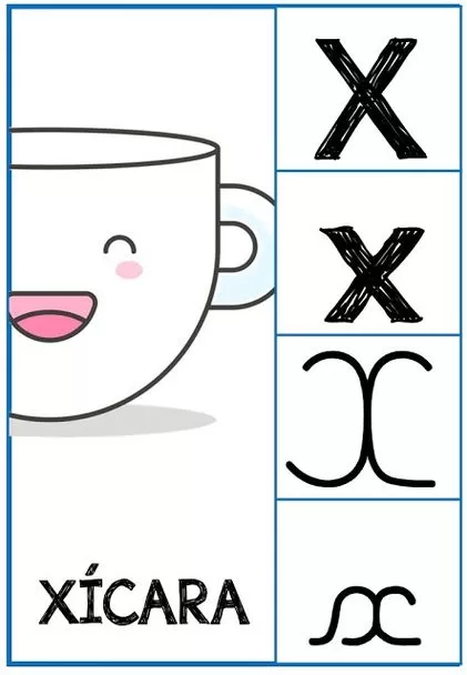 Desenho da Letra X: Xícara divertida para colorir e aprender o alfabeto