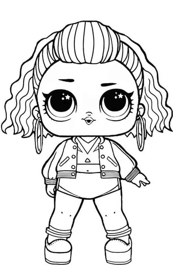 Boneca LOL Cabelo Frizado: Desenho para Colorir e Imprimir
