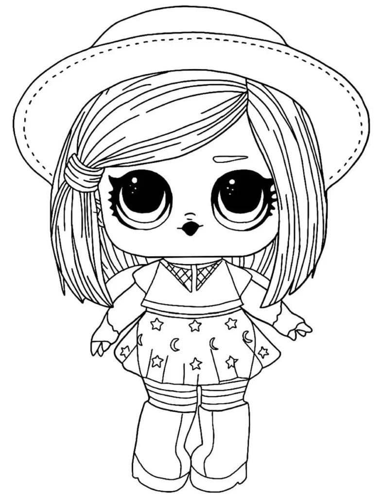 Boneca LOL com Chapéu: Desenho para Colorir e Imprimir