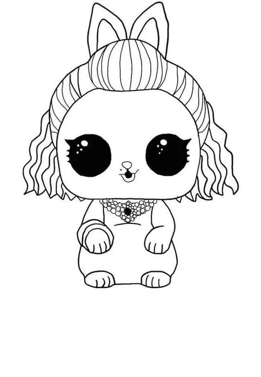 Boneca LOL para colorir com colar de pérolas. Imprima e divirta-se!