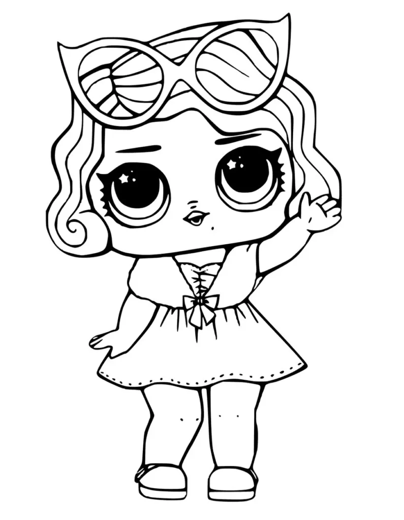Boneca LOL Retrô para Colorir: Desenho Detalhado para Imprimir