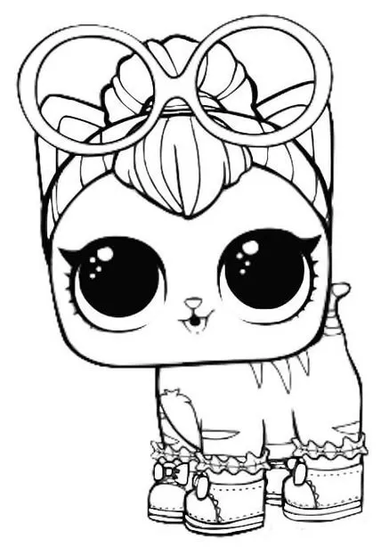 Boneca LOL para colorir com óculos grandes: Desenho para imprimir