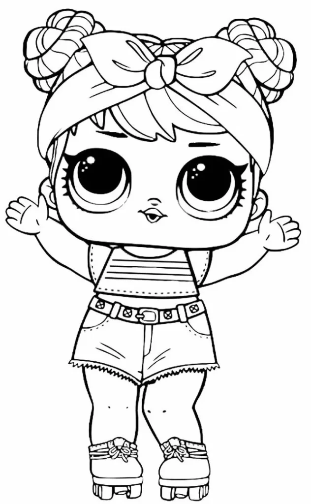 Boneca LOL patinadora para colorir e imprimir. Desenho divertido de LOL Surprise!