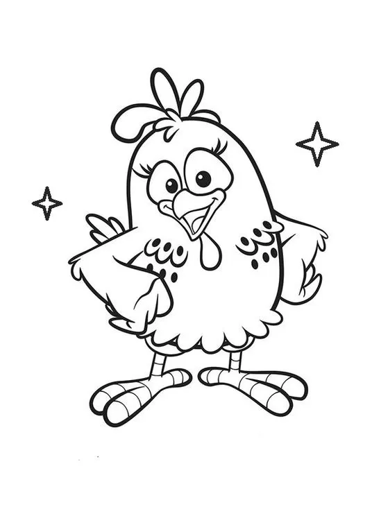 Galinha Pintadinha sorrindo para colorir: Desenho alegre com estrelas