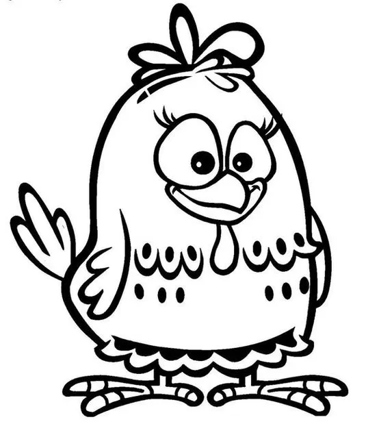 Galinha Pintadinha para colorir: desenho detalhado com laço, olhos grandes e sorriso. Ideal para atividades criativas.