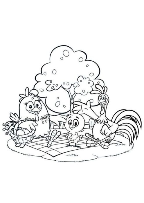Galinha Pintadinha piquenique em família: desenho para colorir.