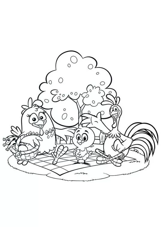 Galinha Pintadinha piquenique em família: desenho para colorir.