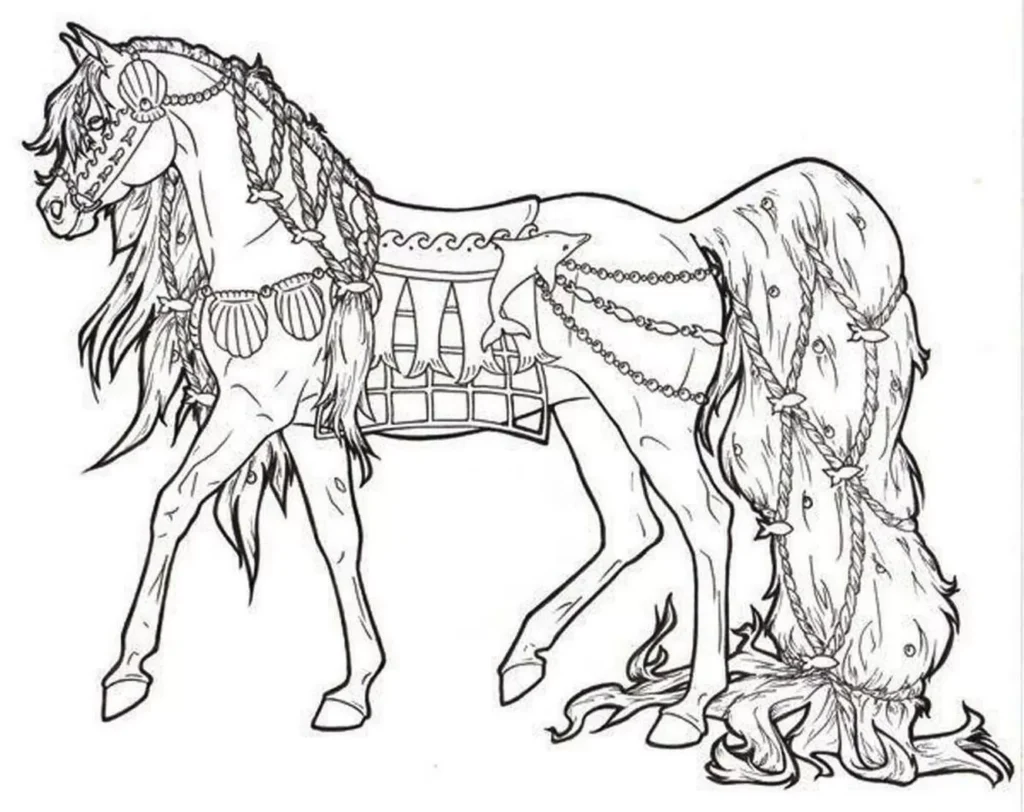 Cavalo Marítimo para Colorir: Desenho detalhado com tema do oceano.