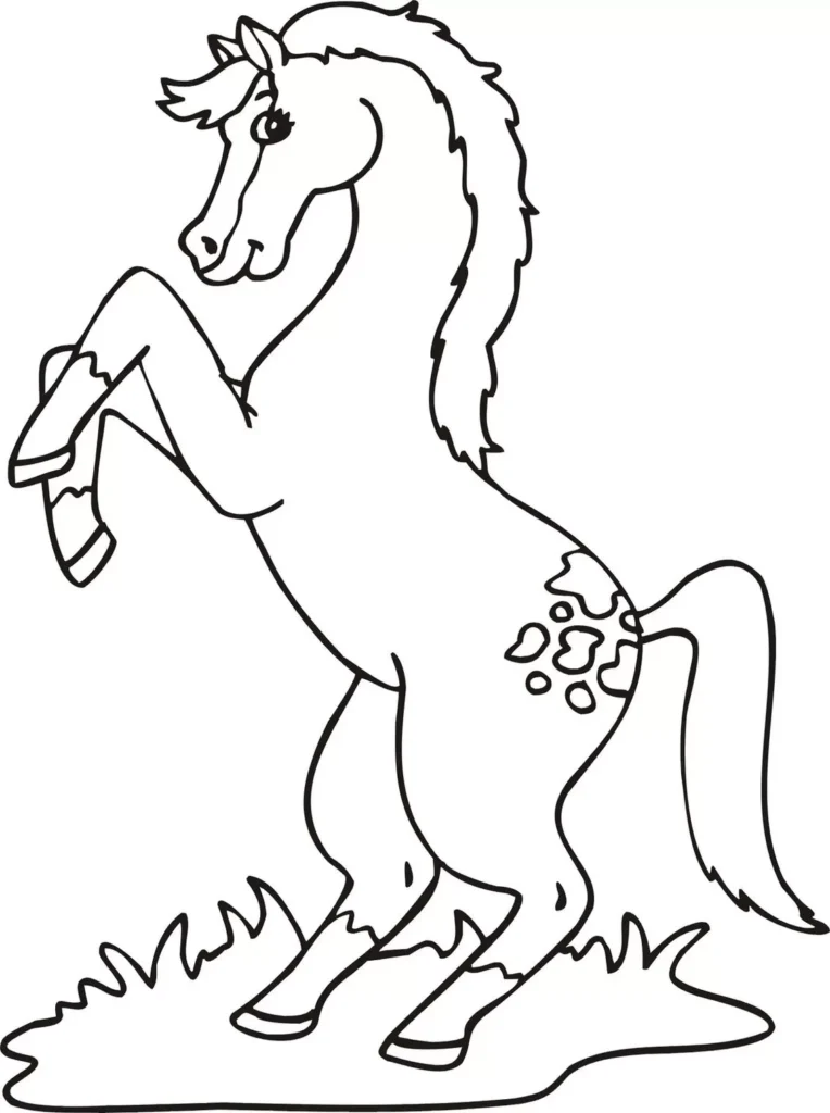 Desenho de Cavalo Fofo Empinado para Colorir e Imprimir