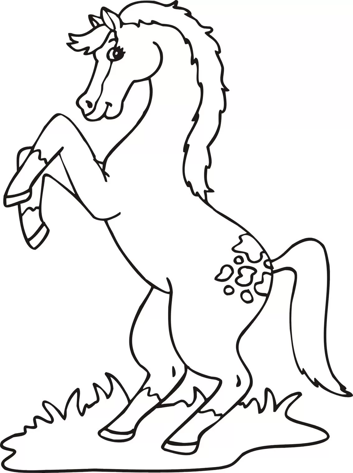 Desenho de Cavalo Fofo Empinado para Colorir e Imprimir