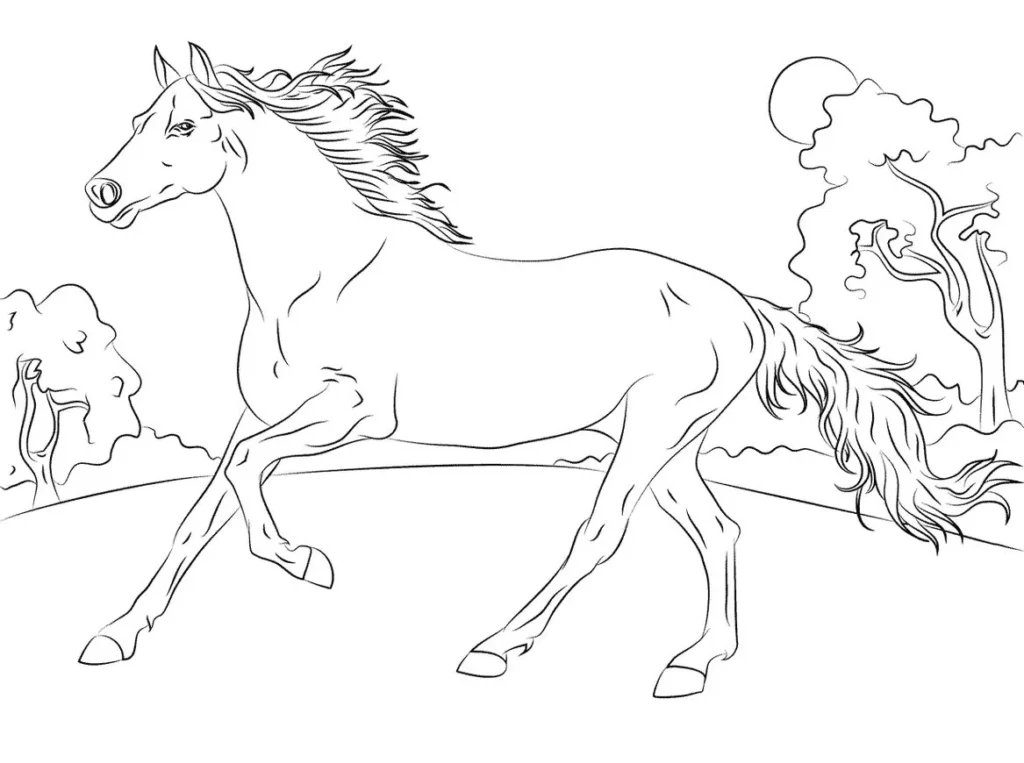Cavalo Imponente para Colorir: Desenho Detalhado para Imprimir