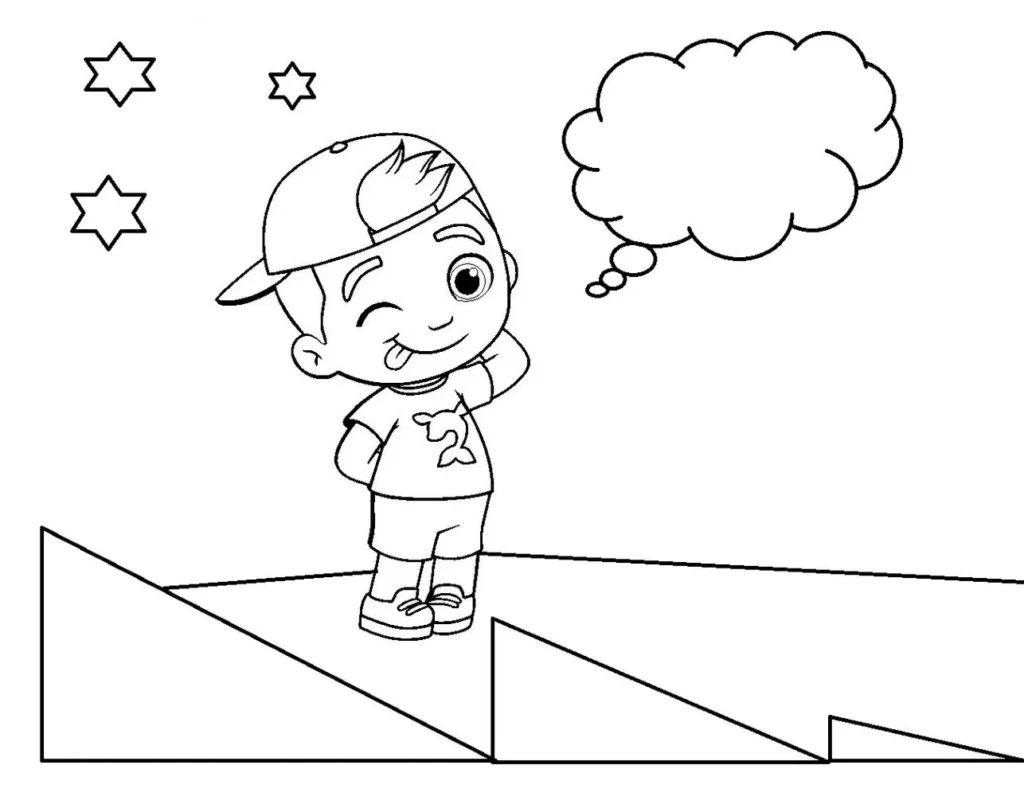 Luccas Neto para colorir: garoto com boné e golfinho mostrando a língua