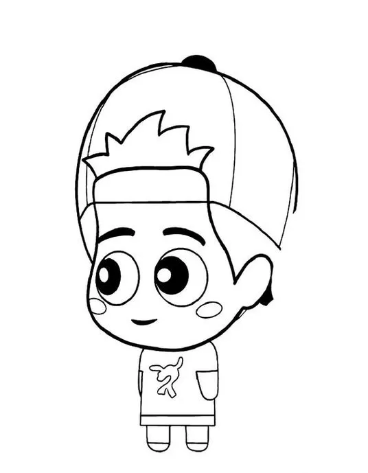 Luccas Neto para Colorir: Desenho Simples com Boné e Sorriso