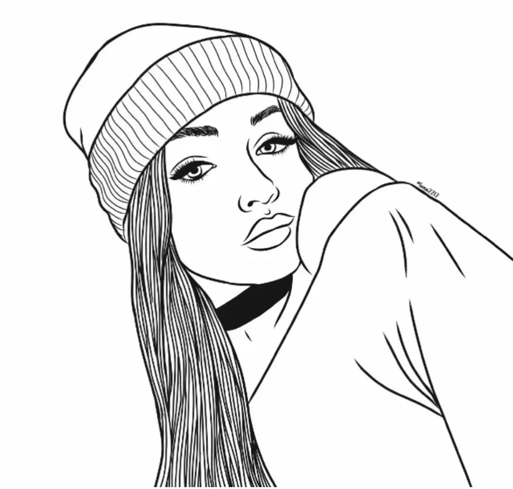Jovem com gorro: Desenho Tumblr para colorir e imprimir.