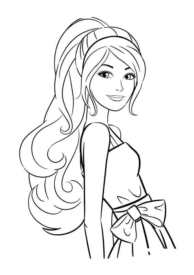 Barbie Cabelão para Colorir e Imprimir: Desenho Detalhado da Boneca