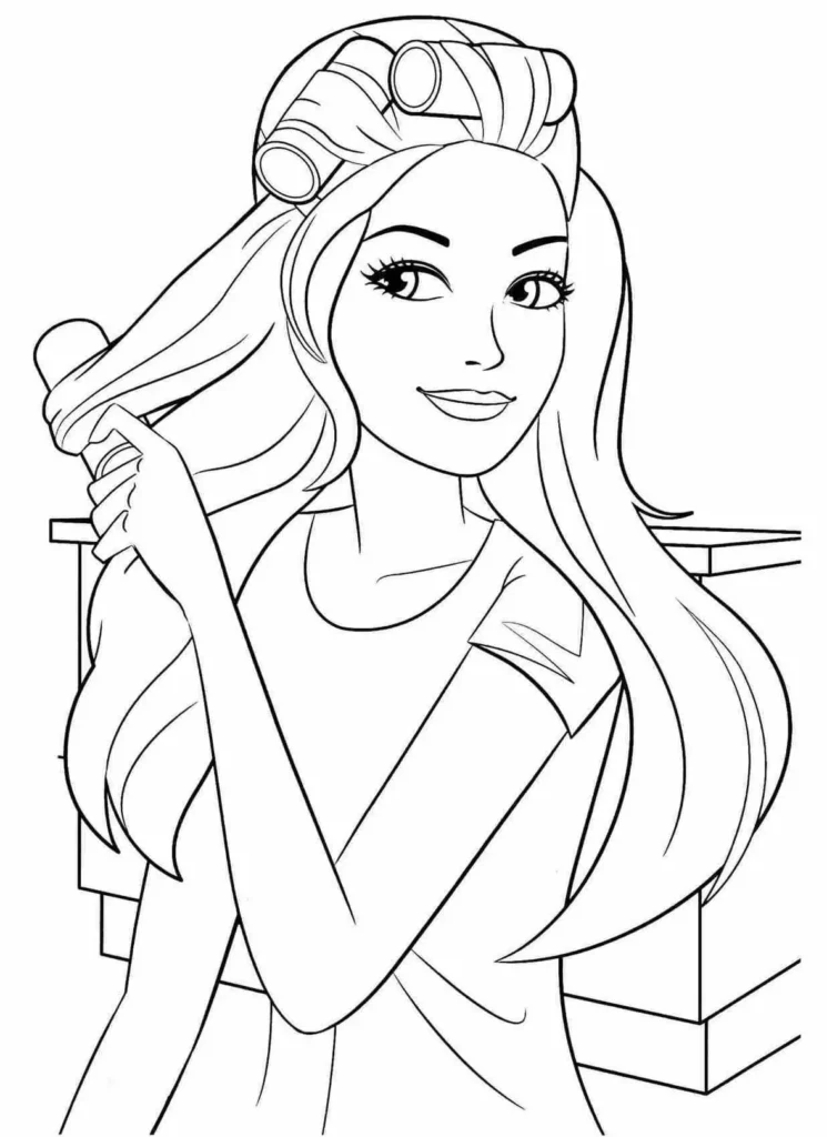 Barbie com bobes no cabelo para colorir: Imprima e solte a criatividade!