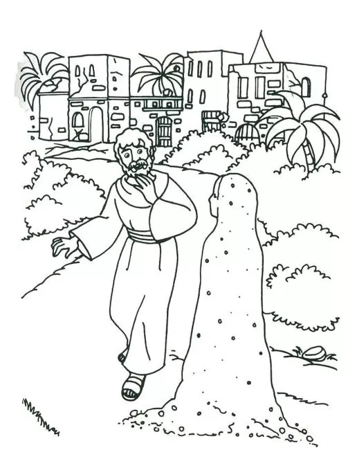 Desenhos da Mulher de Ló a Estátua de Sal Mulher de Ló transformada em estátua de sal. Homem em vestes antigas observa cena bíblica.