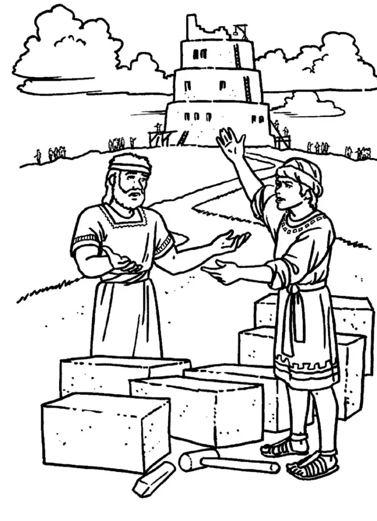 Desenhos da Torre de Babel para colorir Construção da Torre de Babel Torre de Babel: Desenho para colorir da construção bíblica.