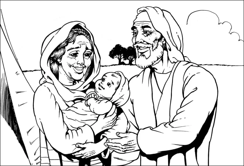 Abraão, Sara e o filho da promessa para colorir: atividade bíblica