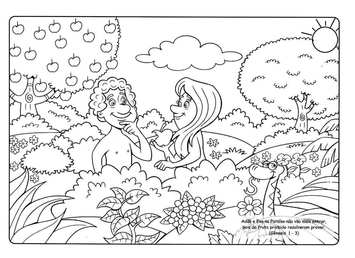 Adão e Eva para colorir - Desenhos Imprimir