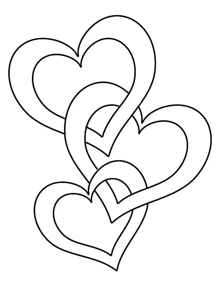Corações interligados para colorir: Desenho de corrente de amor