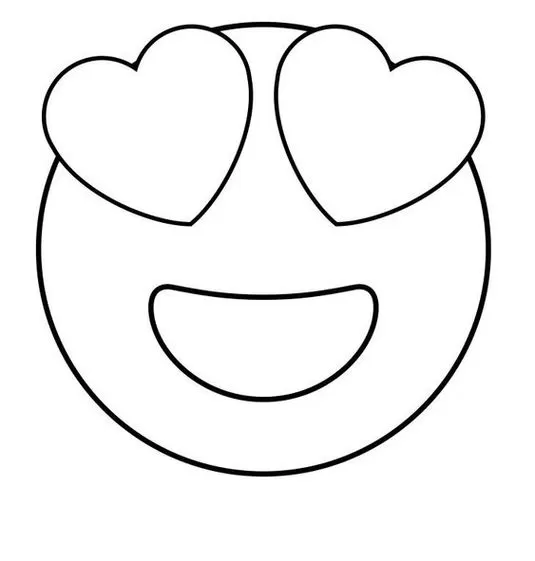 Emoji de coração apaixonado para colorir e imprimir. Desenho divertido com olhos em forma de corações.