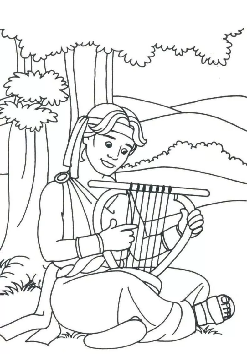Davi tocando harpa para pintar
