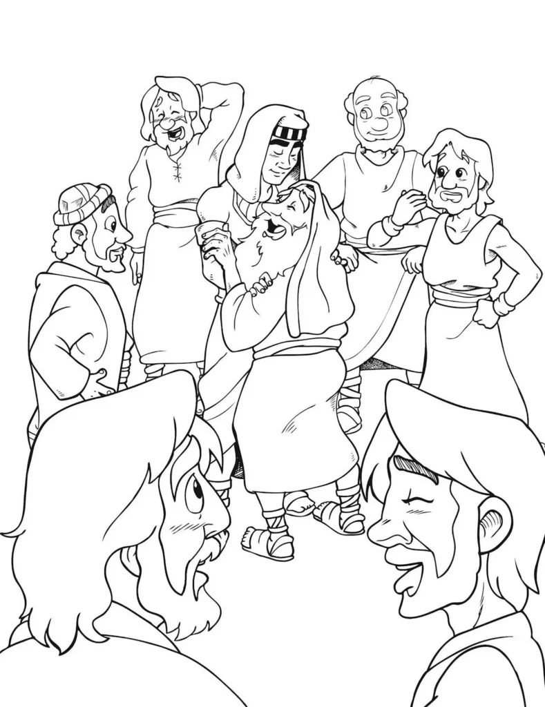 Jacó e José: Desenho bíblico para colorir e imprimir.