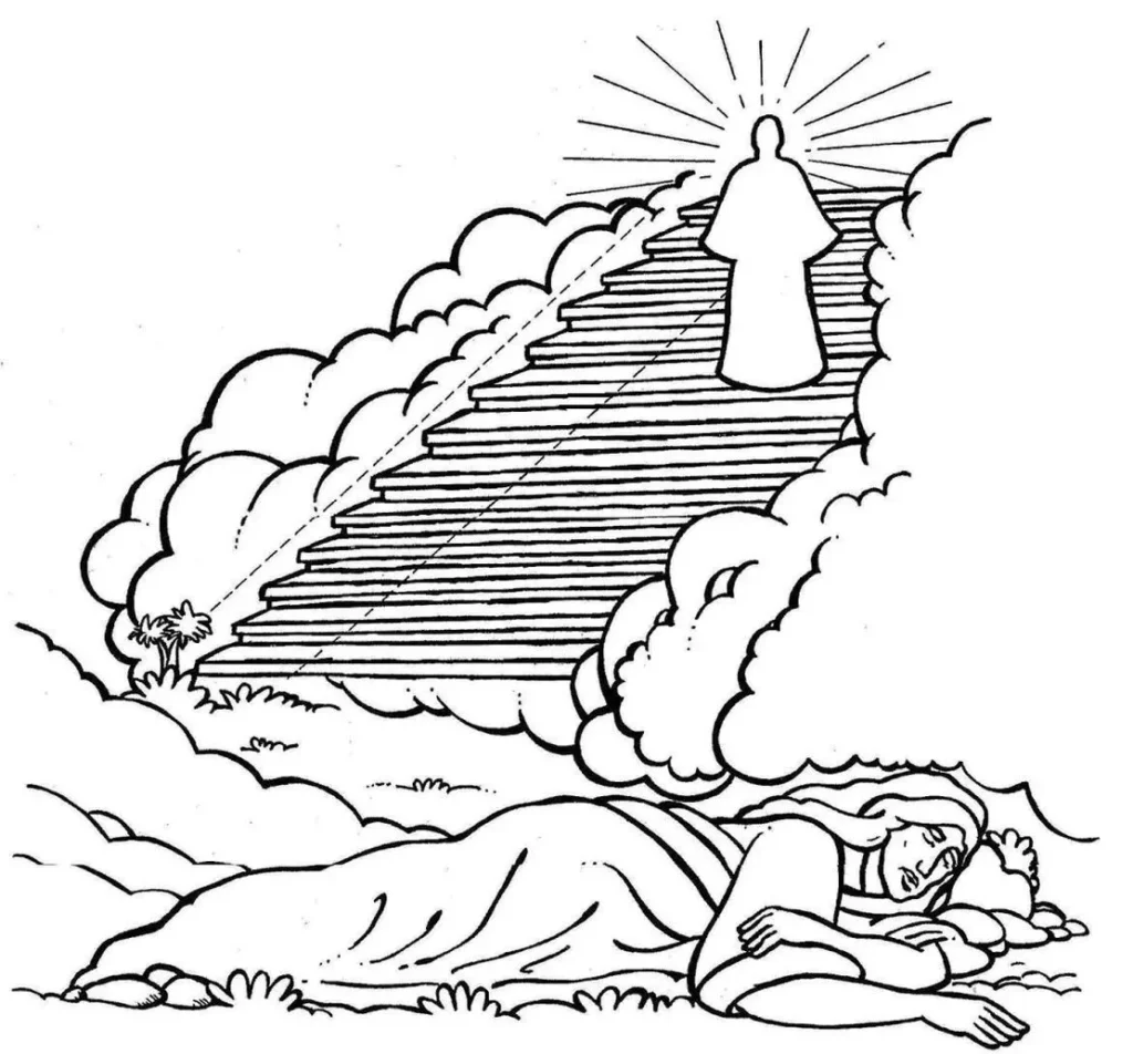 O Sonho de Jacó: Desenho para Colorir com Escadaria ao Céu