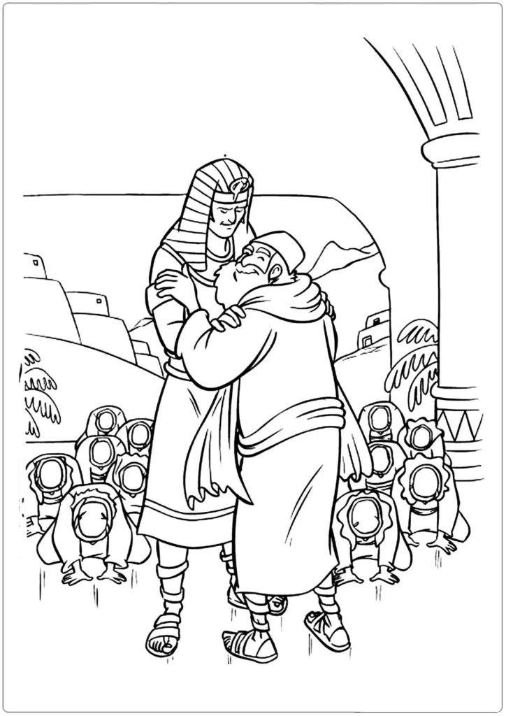 Reencontro emocionante de Jacó e José no Egito: Desenho para colorir.