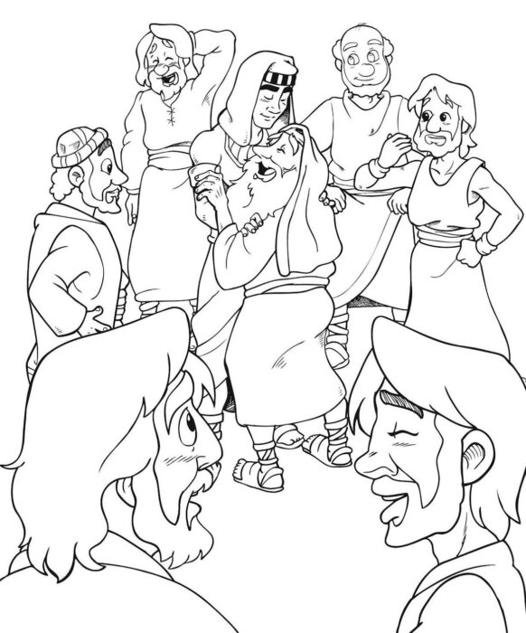 José do Egito reencontra Jacó: Desenho para colorir da emocionante cena familiar.