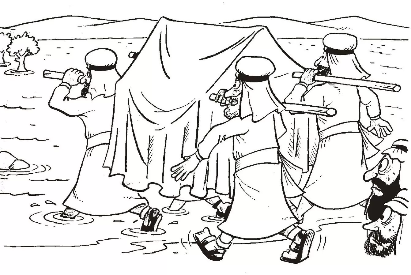Desenhos de Josué e as muralhas de Jericó Levando a arca da alianca