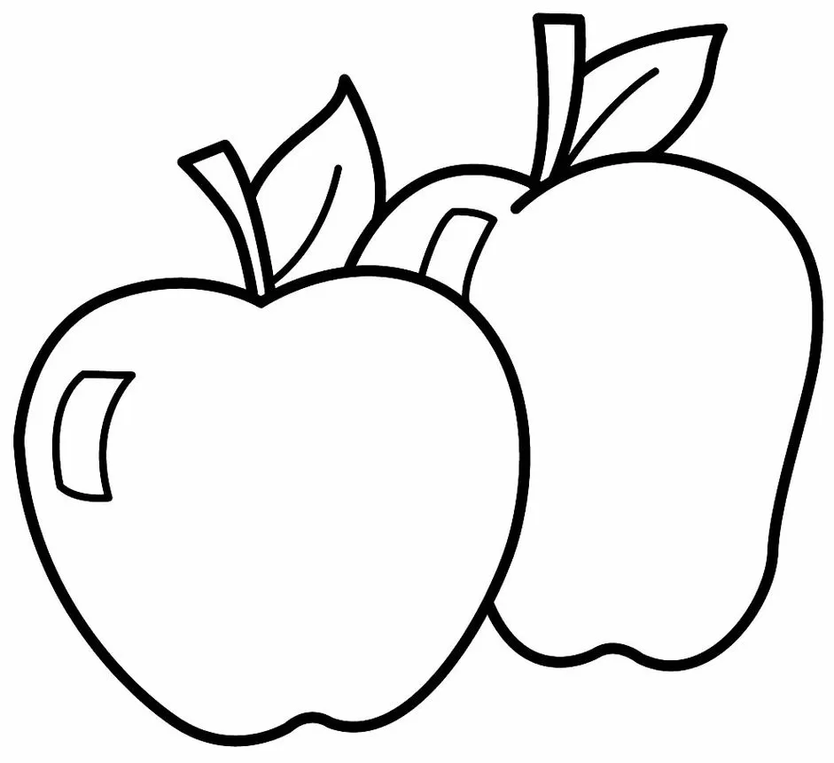 Desenhos de Maças para imprimir e colorir Duas maças Desenho de duas maçãs para colorir e imprimir. Atividade divertida com frutas.