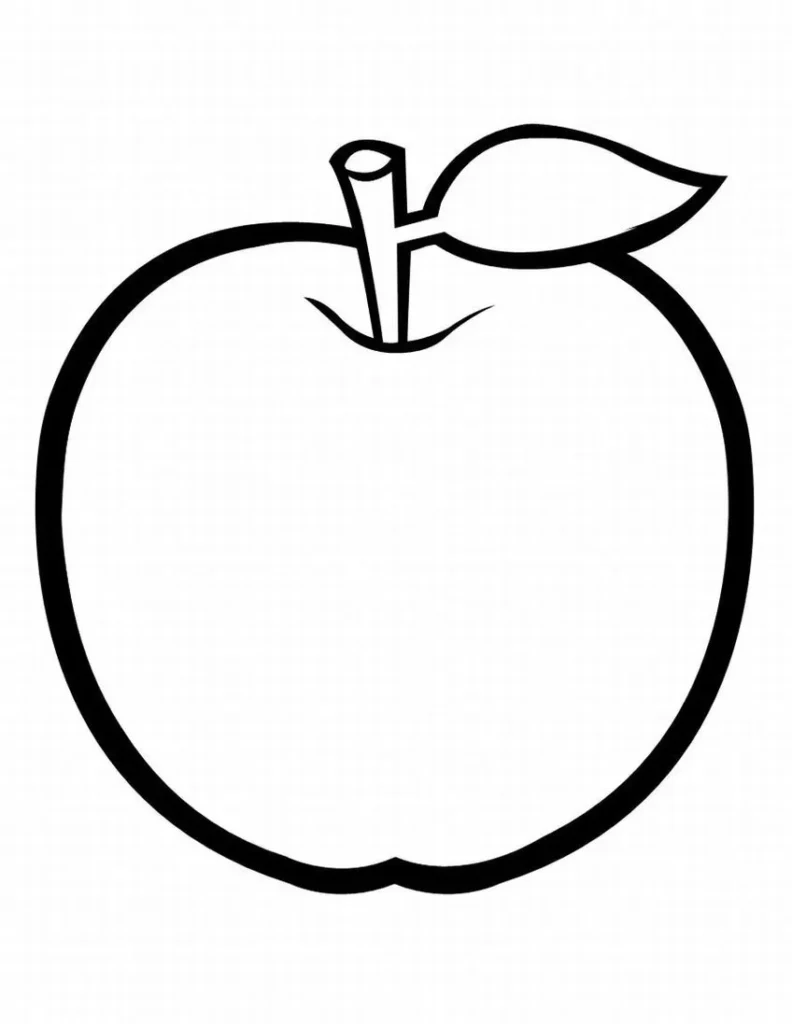 Desenhos de Maças para imprimir e colorir Simples com talo Desenhos de Maçãs Simples com Talo para Colorir e Imprimir
