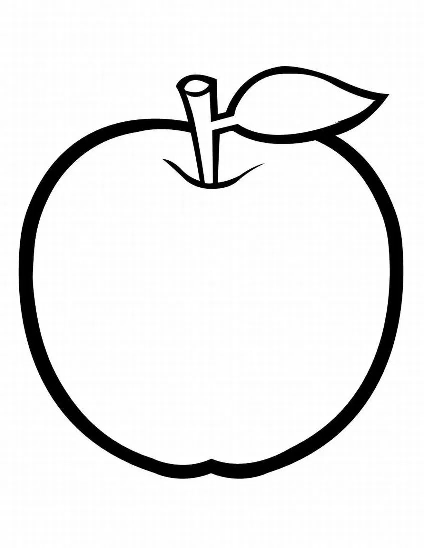 Desenhos de Maças para imprimir e colorir Simples com talo Desenhos de Maçãs Simples com Talo para Colorir e Imprimir
