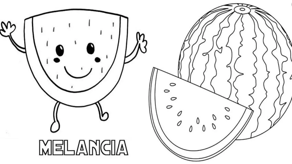 Desenhos de Melancias para imprimir e colorir em PDF. A imagem contém uma melancia.