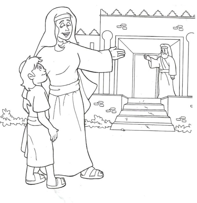 Ana e Samuel no templo: cena bíblica da entrega do profeta Samuel