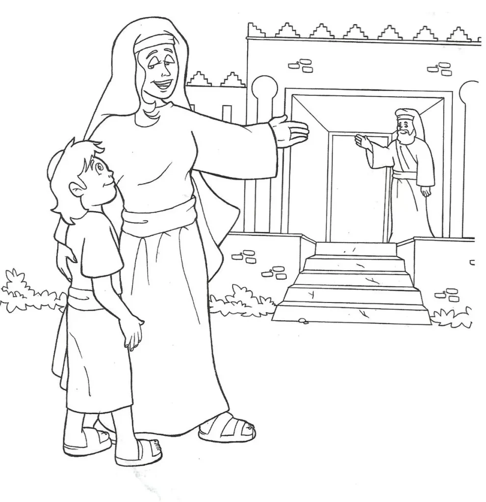 Desenhos de Samuel o profeta Ana entrega Samuel ao templo Ana e Samuel no templo: cena bíblica da entrega do profeta Samuel