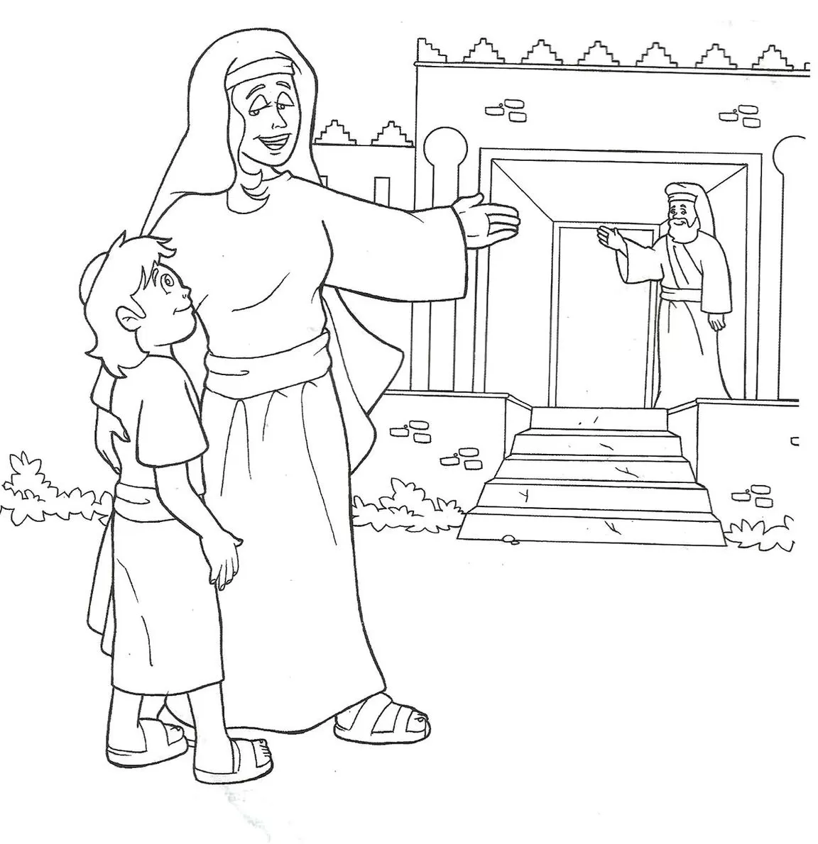 Ana e Samuel no templo: cena bíblica da entrega do profeta Samuel