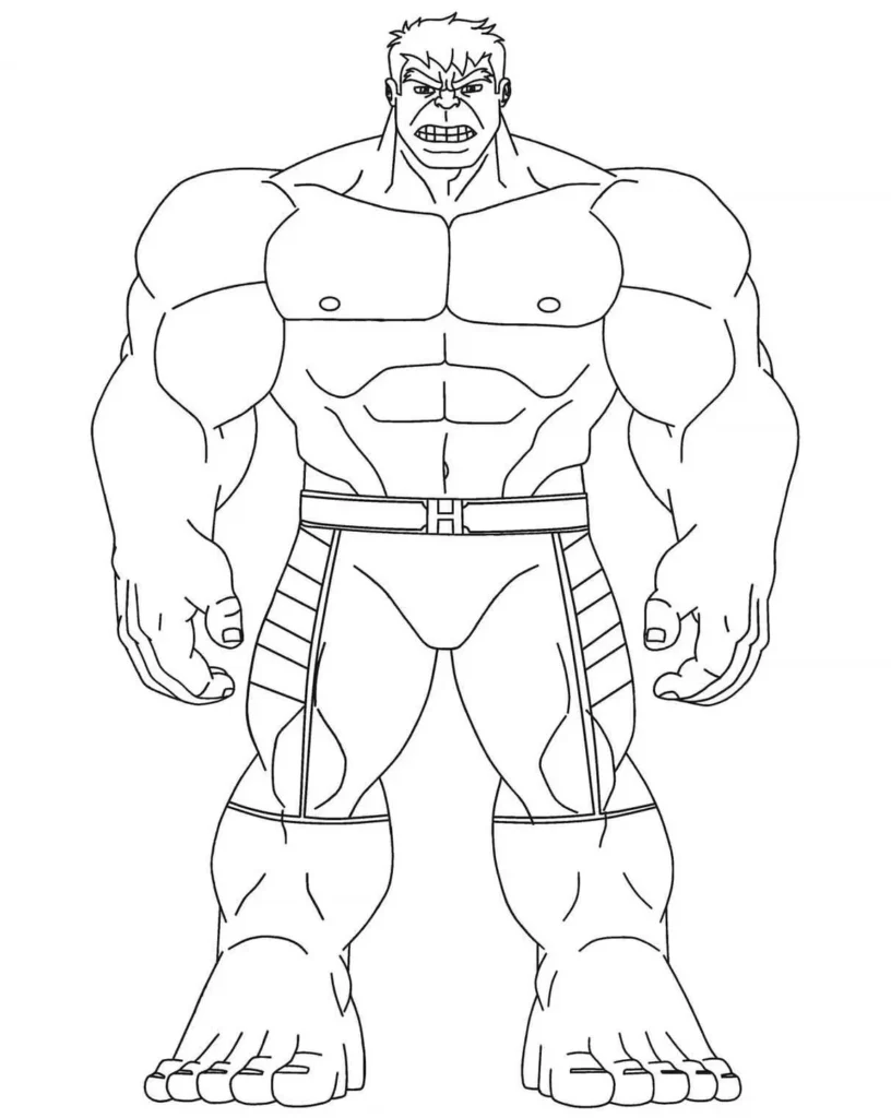 Desenhos do Hulk para imprimir e colorir Fortão Hulk Fortão para colorir: Desenho detalhado para imprimir