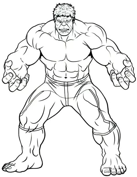 Desenhos do Hulk para imprimir e colorir Homem verde Hulk para colorir e imprimir: Desenho do gigante esmeralda