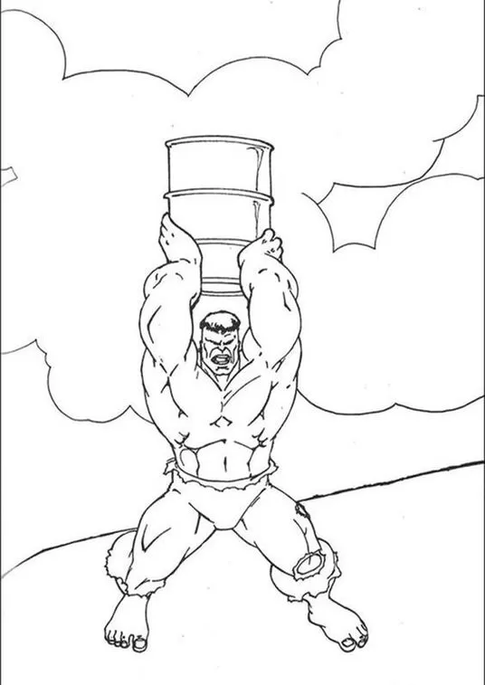 Desenhos do Hulk para imprimir e colorir Segurando tambor Hulk com Tambor: Desenho para Colorir e Imprimir