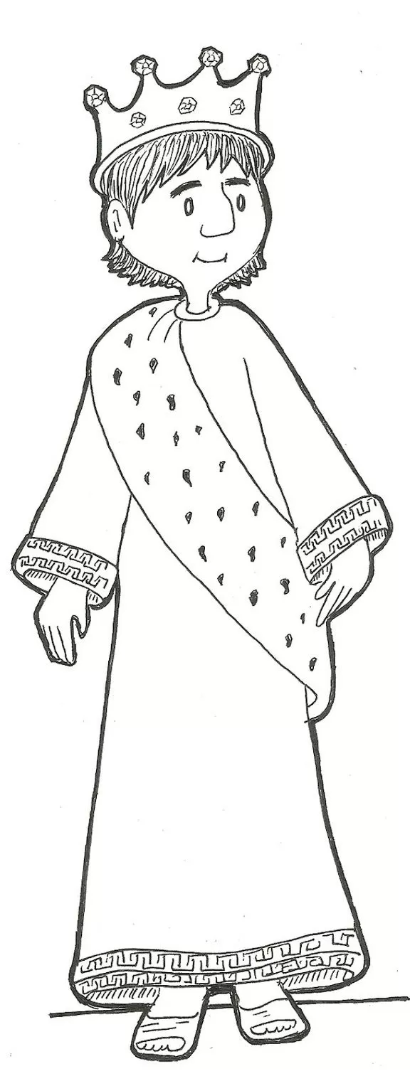 Desenhos do Rei Salomão para colorir O rei Salomão Rei Salomão para colorir: Desenho de monarca com coroa e vestes detalhadas.
