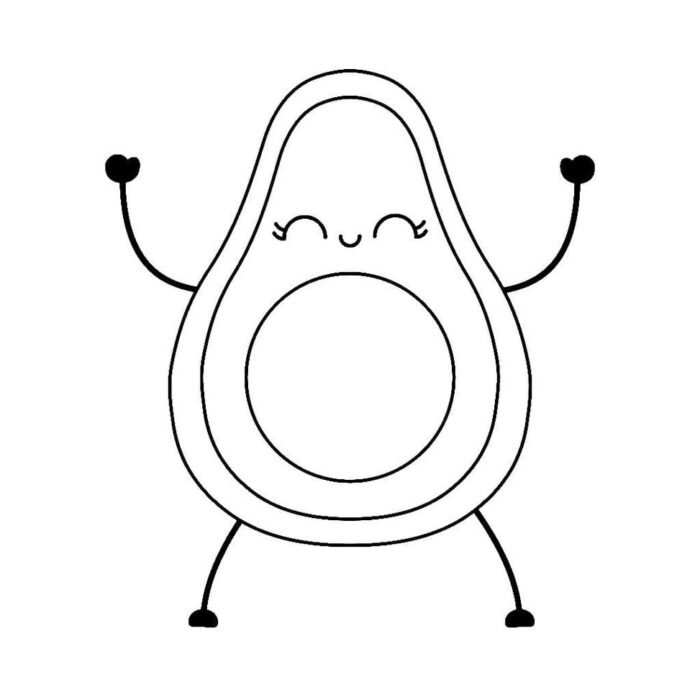 Desenhos de Abacates para imprimir e colorir Abacate feliz Abacate Sorridente para Colorir: Desenho divertido para imprimir