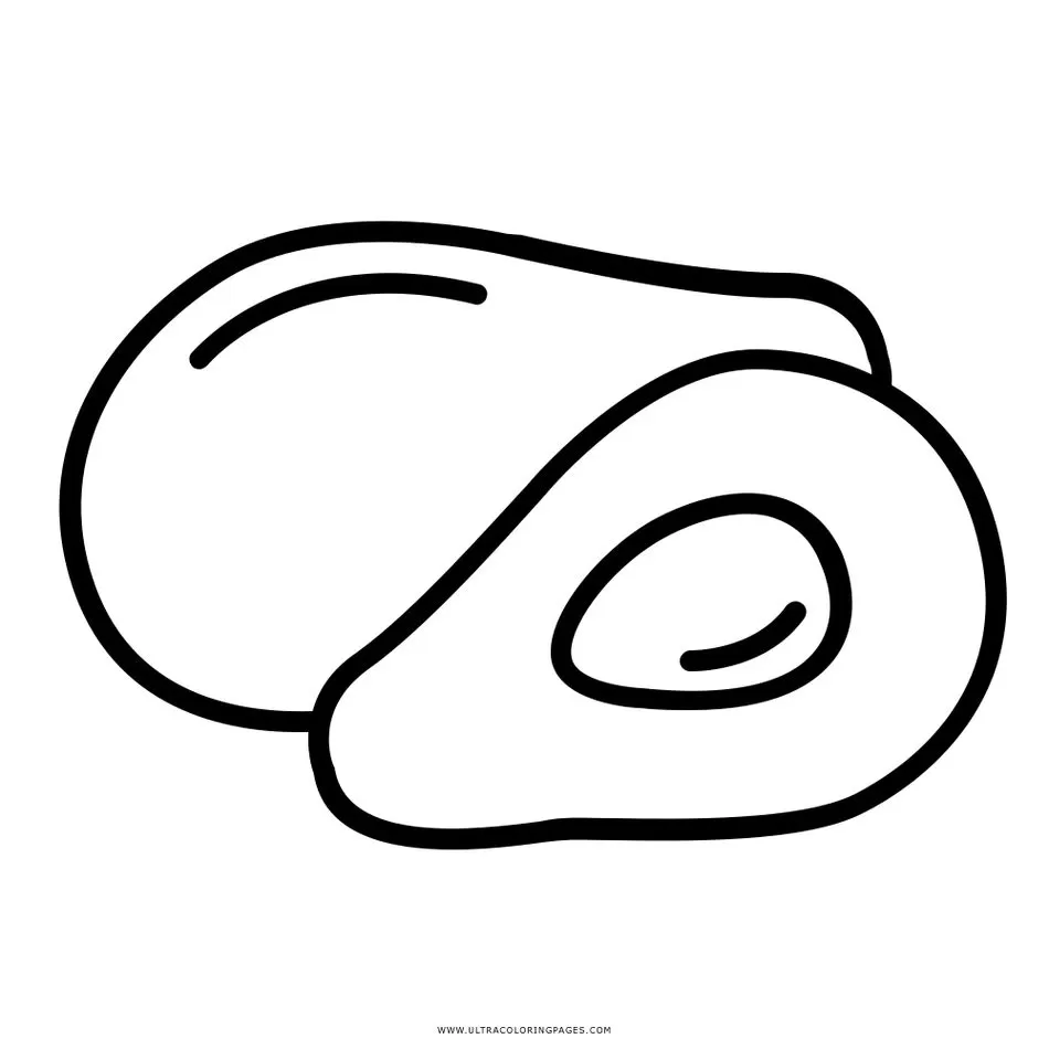Desenhos de Abacates para imprimir e colorir Abacate simples Abacates para Colorir: Desenho Simples de Abacate Inteiro e Metade com Caroço
