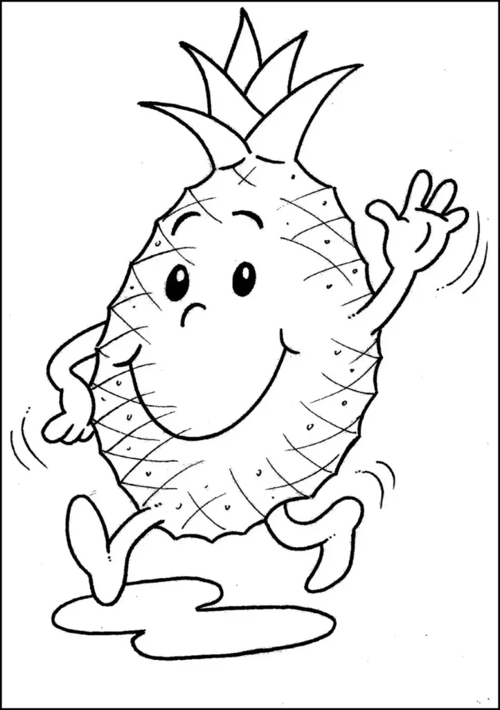 Abacaxi Sorridente para Colorir: Desenho Divertido para Imprimir