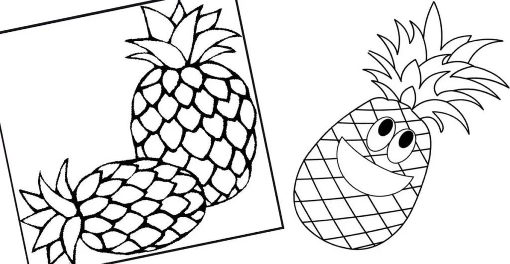 Abacaxis Divertidos para Colorir: Desenhos com expressões e texturas únicas.