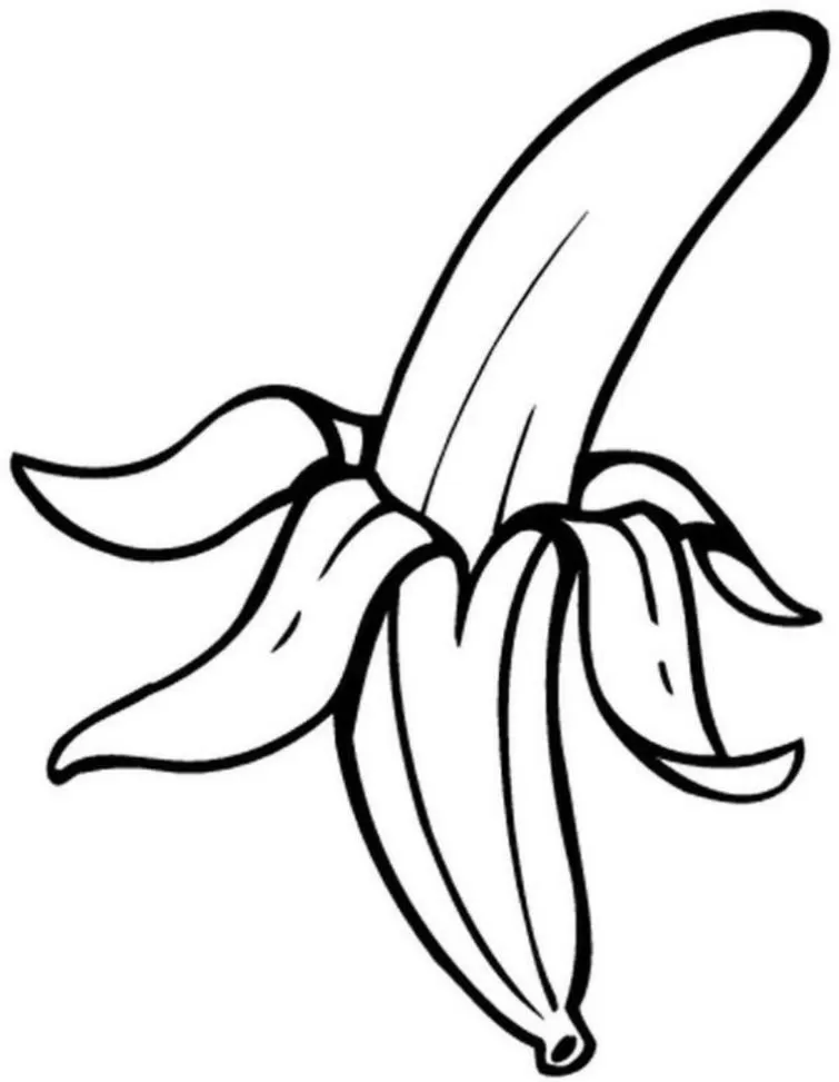 Desenhos de Bananas para imprimir e colorir Tirando a casca Banana descascada para colorir e imprimir. Atividade criativa com fruta.